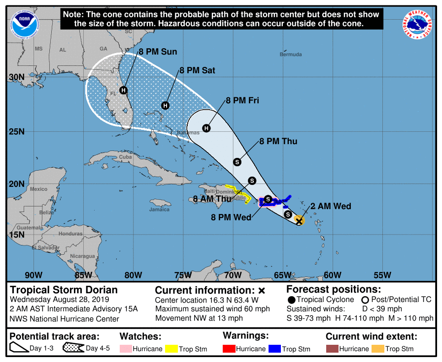 Tropical Storm Dorian Cruise Itinerary Changes